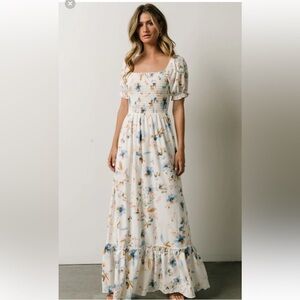 Baltic Born Floral Maxi Dress in Blue, white and brown